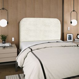 Cabeceira Estofada Casal Alana 140cm Boucle Bege com Frame - 3