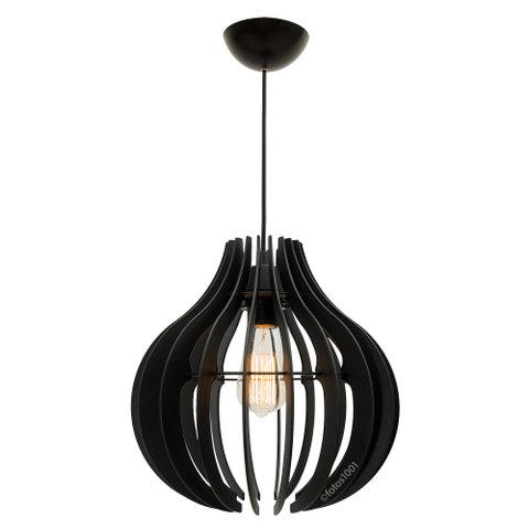 Pendente Lótus Poptem com lâmpada st58 127v preto
