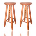 Ver imagem 1 de 2 Banquetas Envernizada Balcão Madeira Maciça Alta 70cm