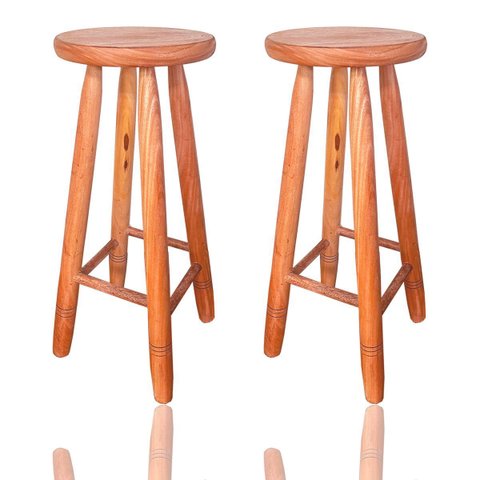 2 Banquetas Envernizada Balcão Madeira Maciça Alta 70cm