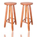 Ver imagem 1 de 2 Banquetas Envernizada Balcão Madeira Maciça Alta 70cm