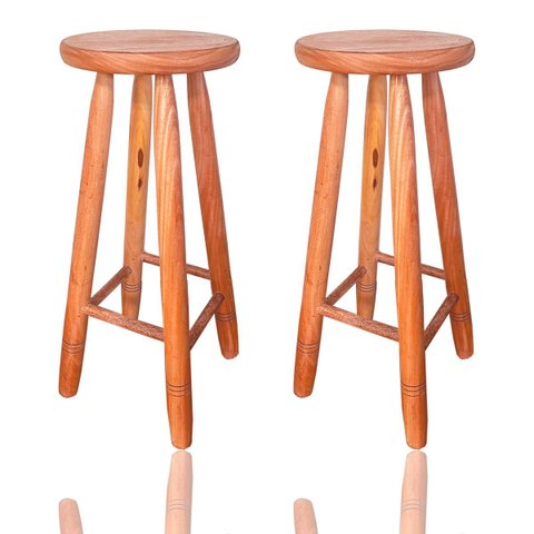 2 Banquetas Envernizada Balcão Madeira Maciça Alta 70cm