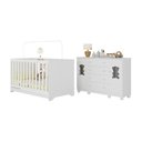Ver imagem 2 de Berço Americano 3 em 1 com Cômoda 2 Portas 4 Gavetas Fofura Multimóveis Mp4728 Branco
