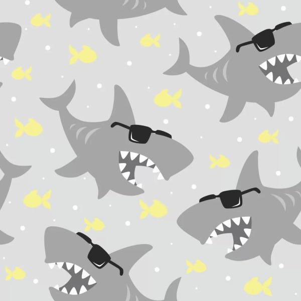 Papel de Parede Tubarões Óculos Gray - 0,58 x 2,50 metros - 1