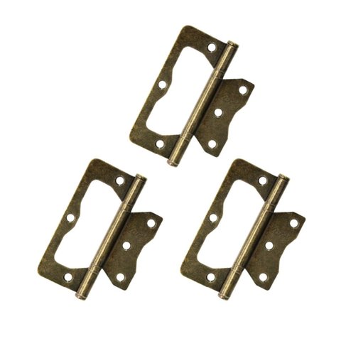 Kit 3 Dobradiça Sobrepor P/ Porta Ouro Velho 4" X 3" Loth