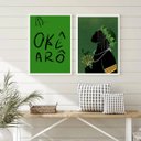 Ver imagem 1 de Conjunto 2 Quadros Decorativos Okê Arô oxóssi 33x24cm - com Vidro:madeira Preta