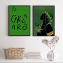 Ver imagem 2 de Conjunto 2 Quadros Decorativos Okê Arô oxóssi 33x24cm - com Vidro:madeira Preta