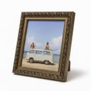Ver imagem 1 de Porta Retrato Madeira Moldura Bronze Texturizado Folhagens Luxo 20x25 - Quadri Molduras