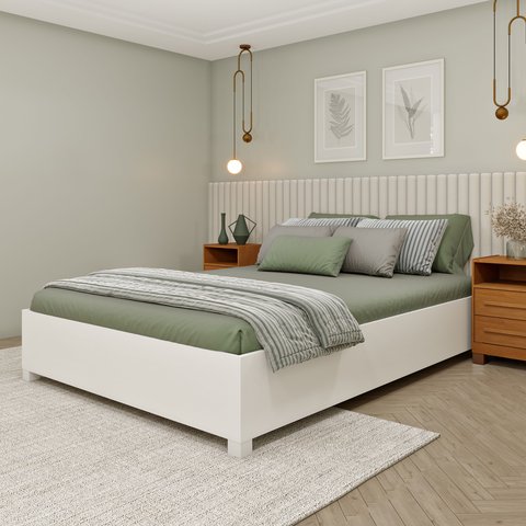Cama Casal em MDP 193cm x 144cm Mônaco Branco