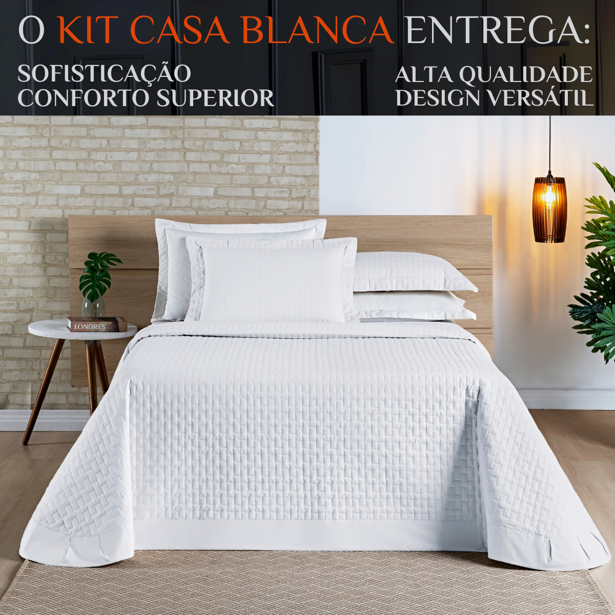 Colcha King Size Casa Blanca 200 Fios Bordado 100%algodao Super Luxuoso Madri:branco - 2