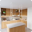 Ver imagem 2 de Nicho Branco Prateleira Suspensa Teto Cozinha Madeira 1.20mt