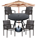 Ver imagem 1 de Jogo de Mesa Aluminio 1,20m + 4 Cadeiras Tela Sling Jardim Piscina Lazer