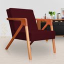 Ver imagem 1 de Poltrona Decorativa Braços de Madeira Sala de Estar Monalisa Suede Vermelho Bordo - LM DECOR