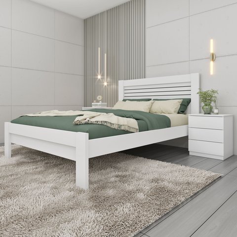 Cama Casal 100% MDF Safira Branco/Neve