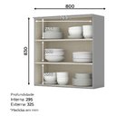 Ver imagem 3 de Armário Aéreo 2 Portas 80 Cm Americana Cinza – Henn