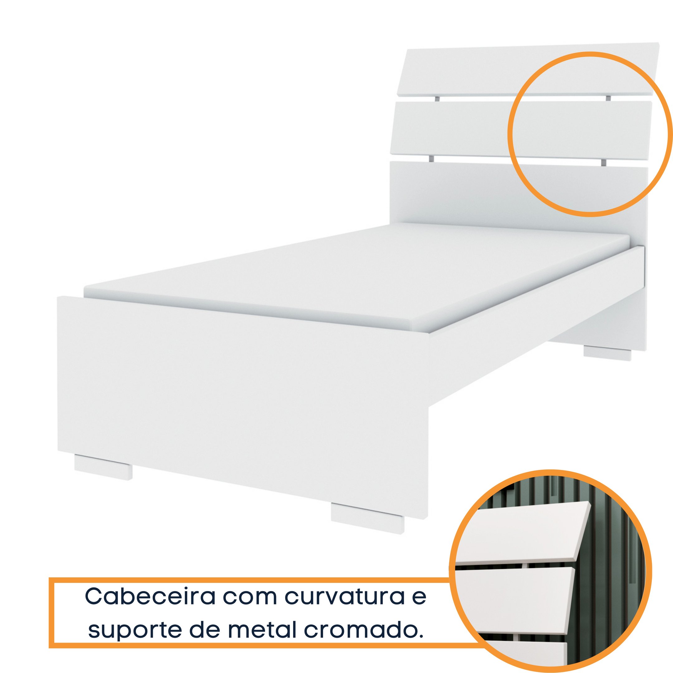 Cama Solteiro Cabeceira com Detalhes Premium - 3