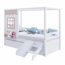Ver imagem 5 de Bicama Casinha Reta com Escorregador Madeira Maciça Branco/ Rosa Housin
