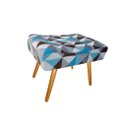 Ver imagem 3 de Kit Poltrona Decorativa Bia + Puff Retangular Suede Triângulo Azul Pés Madeira Ms Decor