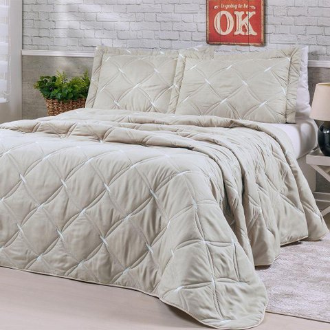 Cobre Leito King Unique 200 Fios Bordado 3 Peças Avela