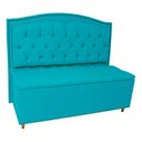 Ver imagem 1 de Kit Cabeceira e Calçadeira com Baú 140 Cm Casal Diana Suede Azul Turquesa - Fina Mobília