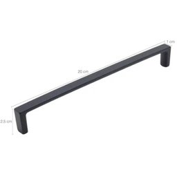 Puxador de Móvel Armário Preto Fosco 20cm Alça Torralba 1691 Oeiras de Sobrepor Fino - 4