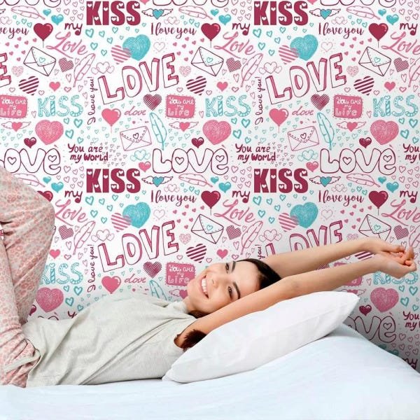 Papel de Parede I Love You Clean - 0,58 x 2,50 metros - 2