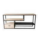 Ver imagem 6 de Rack de TV Style Industrial de Ferro e Madeira 1 Nicho Uno com Gaveta Natural e Preto