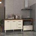 Ver imagem 3 de Balcão Armário Gabinete Bruna 118 Cm Off White com Tampo e Balcão Evelyn Cooktop 5 Bocas Off