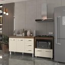 Ver imagem 2 de Balcão Armário Gabinete Bruna 118 Cm Off White com Tampo e Balcão Evelyn Cooktop 5 Bocas Off