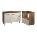 Ver imagem 1 de Balcão Armário Gabinete Bruna 118 Cm Off White com Tampo e Balcão Evelyn Cooktop 5 Bocas Off