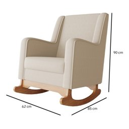 Cadeira Poltrona de Amamentação e Balanço Áquila C/ Puff Off White - Anjo de Casa Bege Liso - 3