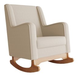 Cadeira Poltrona de Amamentação e Balanço Áquila C/ Puff Off White - Anjo de Casa Bege Liso - 4