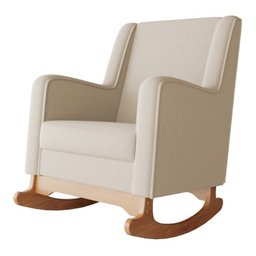 Cadeira Poltrona de Amamentação e Balanço Áquila C/ Puff Off White - Anjo de Casa Bege Liso - 2