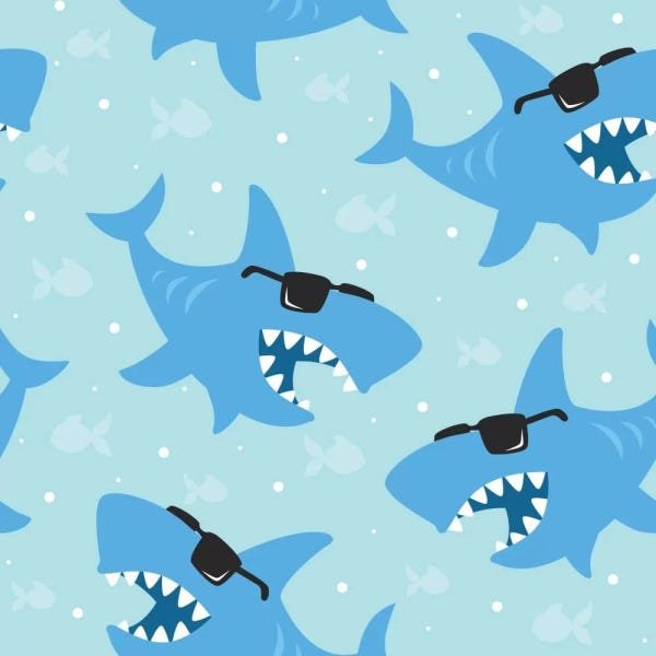 Papel de Parede Tubarões Óculos - 0,58 x 2,50 metros - 1