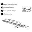 Ver imagem 6 de Kit 2 Ralo Grelha Linear Caixilho Alumínio Escovado 20x100cm