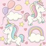 Papel de Parede Unicórnios Fofos - 0,58 x 2,50 metros - 1