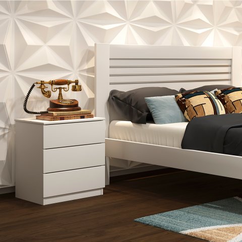 Mesa de Cabeceira 3 Gavetas 45cm Veronna  
