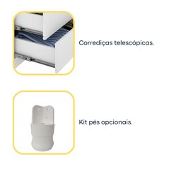 Mesa de Cabeceira 3 Gavetas 45cm Veronna Branco - 4 Mesa de Cabeceira 3 Gavetas 45cm Veronna Branco - 4