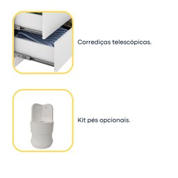 Mesa de Cabeceira 3 Gavetas 45cm Veronna Branco - 4 Mesa de Cabeceira 3 Gavetas 45cm Veronna Branco - 4