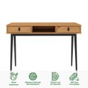 Ver imagem 3 de Mesa Escritório Madeira Preto Retro 2 Gavetas 1 Nicho Kim Idimex