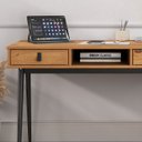 Ver imagem 6 de Mesa Escritório Madeira Preto Retro 2 Gavetas 1 Nicho Kim Idimex