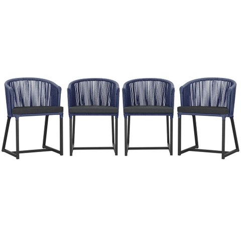 4 Cadeiras de Jantar Área Noronha em Alumínio com Pintura Preta Corda Náutica E11 Trama Original