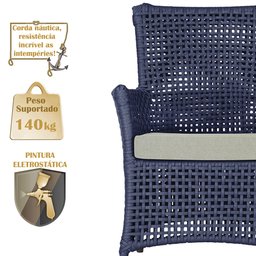 4 Poltronas Igapó Alumínio Micro Pintura Marrom Corda Náutica Estofado 3 - 4