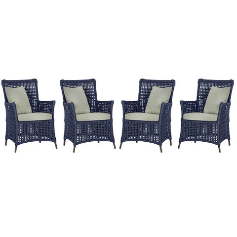 4 Poltronas Igapó Alumínio Micro Pintura Marrom Corda Náutica Estofado 3