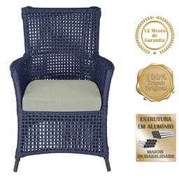 4 Poltronas Igapó Alumínio Micro Pintura Marrom Corda Náutica Estofado 3 - 3