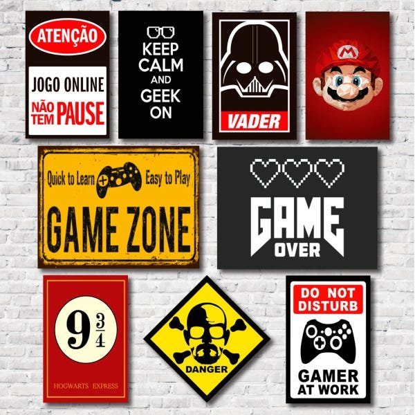 Placa Decorativa Quadro Atenção: Jogo Online Não Tem Pausa