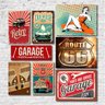 Kit Placas Decorativas Carro Vintage Mdf - 8 Placas - 1
