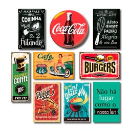 Kit Placas Decorativas Cozinha Frases Vintage Mdf -9 Placas - 1