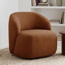 Ver imagem 2 de Kit 02 Poltronas Giratórias Orgânica para Sala Living Heidy F04 Linho Tramado Terracota - Lyam