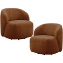 Ver imagem 1 de Kit 02 Poltronas Giratórias Orgânica para Sala Living Heidy F04 Linho Tramado Terracota - Lyam